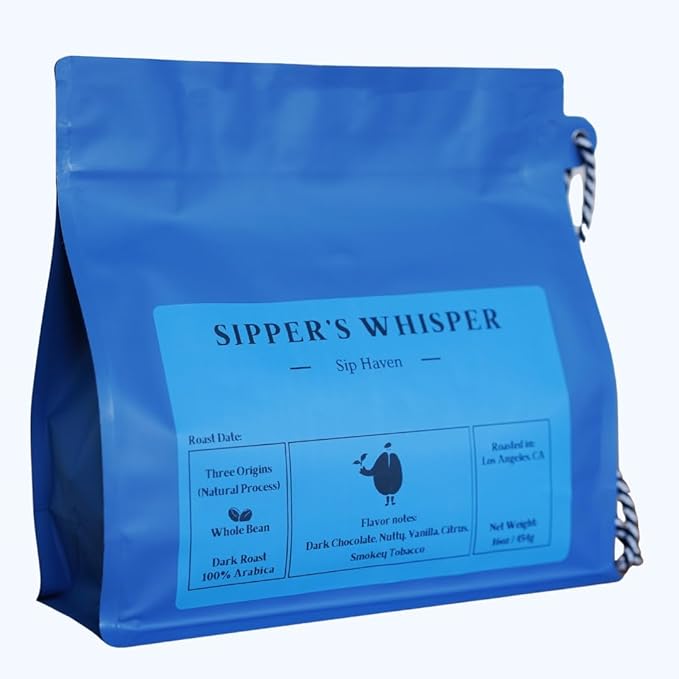 SipHaven | Sipper's Whisper Espresso Blend - Medium Roast Whole Bean Coffee | 1lb (16oz) | Bold, Smooth & Flavorful | Specialty Grade | Small Batch Roasted & Packed in USA