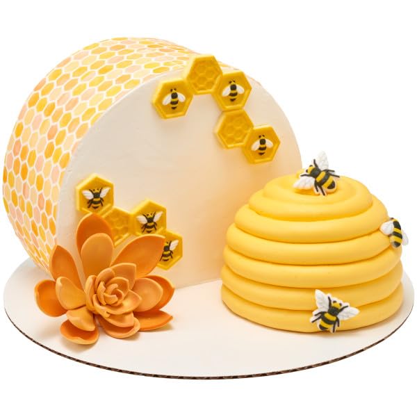 Honey Bee and Combs Edible Sugar Cake Toppers, 12 Count