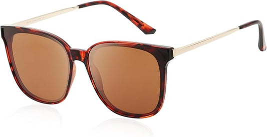 DUCO Oversized Polarized Sunglasses Womens Trendy Mirrored Shades Retro Round Vintage Light Weight UV400 Sun Glasses W016