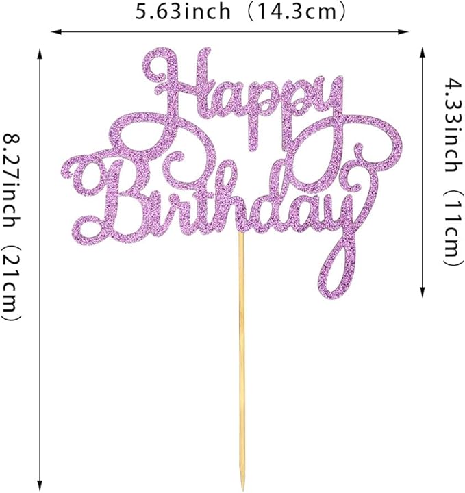 1 PCS Pink Birthday Cake Topper Happy Birthday Cake Toppers Happy Birth Cake Decorations Girls Women's Celebrating Anniversary Birthday Party Decorations