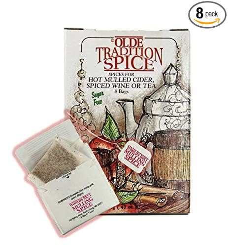 Olde Tradition Spice: Mulling Spices in Tea Bags for Apple Cider, Mulled Wine, Glühwein, Hot Toddy Holiday Drink - Sugar-Free & Caffeine-Free - 8 Count