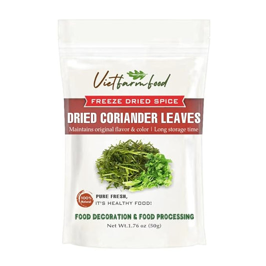 DRIED CORIANDER LEAVES (CILANTRO) 1.76 Oz (50g) VIETFARMFOOD: Pure, natural freeze-dried spice made from real vegetables - perfect for enhancing every meal, from cooking, baking, salads, soups, sauces