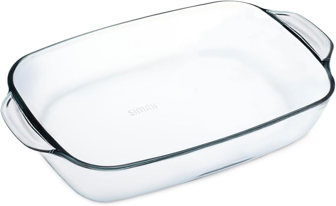 Simax Clear Glass Roaster Dish: Large Rectangular Roaster Pan For Baking And Cooking - Oven and Dishwasher Safe Cookware ??3.5 Quart Oven Pan