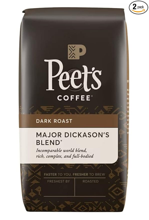 Peet's Coffee, Major Dickason's Blend, Dark Roast, Whole Bean 32oz (2 Pack)