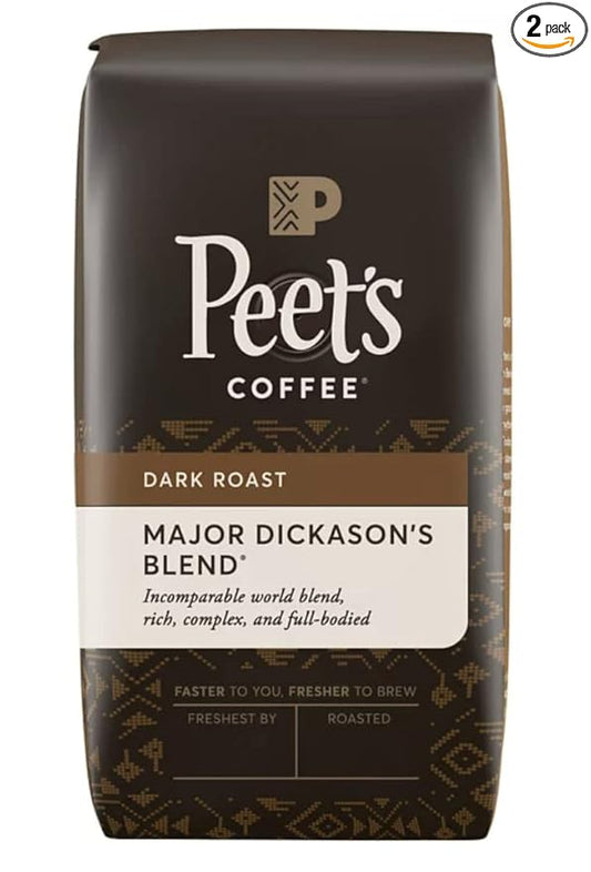 Peet's Coffee, Major Dickason's Blend, Dark Roast, Whole Bean 32oz (2 Pack)