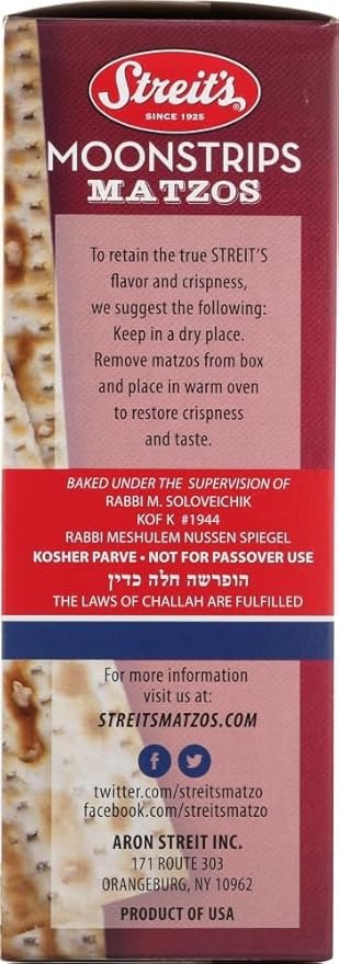 Streit's Moonstrips "Onion & Poppy" Matzo - Thin & Crispy, Non-GMO, Low Sodium, Low Fat, Vegan, Family Owned, Kosher Certified (11oz, Pack of 3)