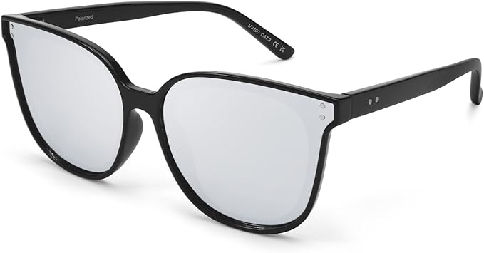 LVIOE Oversized Polarized Sunglasses for Women Trendy Large Cat Eye UV Protection Shade LS1627s