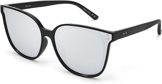 LVIOE Oversized Polarized Sunglasses for Women Trendy Large Cat Eye UV Protection Shade LS1627s