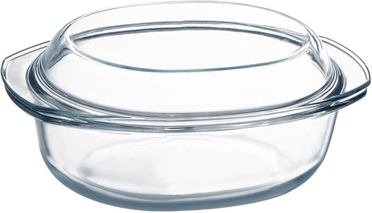 1.8 QT Oval Glass Casserole Dish With Lid, Glass Microwave Casserole Dishes Easy Grab Glass Bakeware with Glass Lid, Glass Dish with Glass Lid