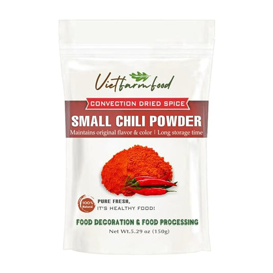 SMALL CHILI POWDER 5.29 Oz (150g) VIETFARMFOOD: Natural pure, convection dried seasoning made from real vegetables - perfect for adding flavor to any meal, from cooking, baking, salads, soups, sauces