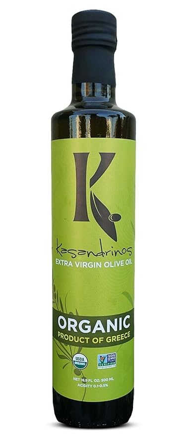 Kasandrinos Organic Olive Oil Extra Virgin, Polyphenol Rich Greek Olive Oil, 100% Organic First Cold Pressed, Mild + Delicate Flavor, Verified by Non GMO, 500 ml / 16.9 oz