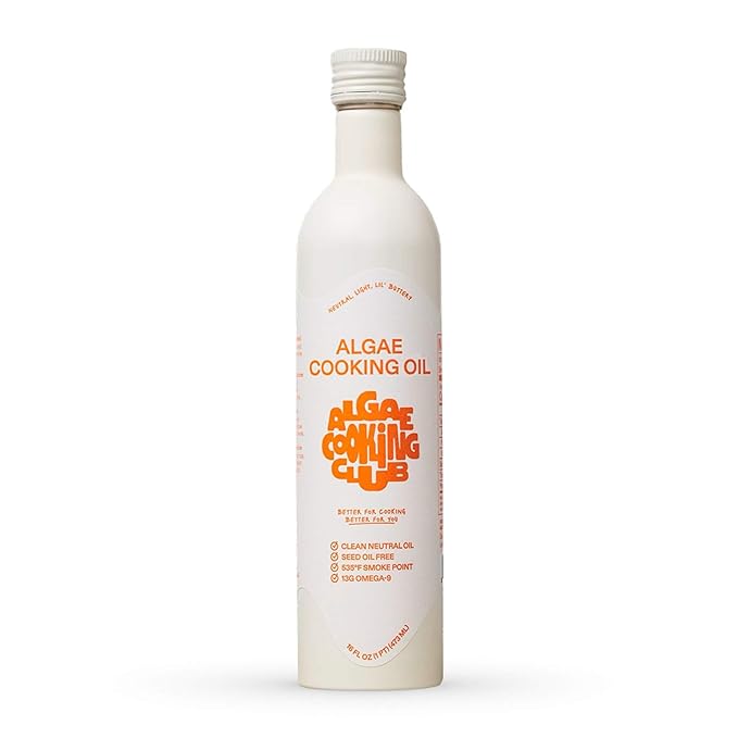 Algae Cooking Club Chef-Grade 100% Algae Cooking Oil - High Smoke Point 535째F - Rich in Omega-9, Neutral Buttery Flavor - Seed-Oil Free - Perfect for Searing, Baking, Frying & Dressings (16 fl oz)
