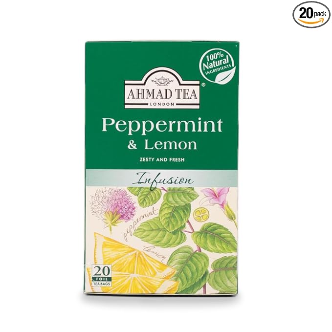 Ahmad Tea - Peppermint & Lemon Tea, 20 ct (Pack of 1) - Decaffeinated & Sugar-Free