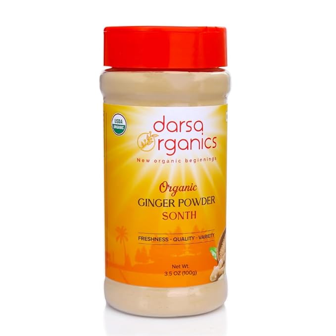Darsa Organics Ginger Powder - 3.5 oz, Premium USDA Organic Certified Ground Ginger Root Powder from India, Aromatic & Flavorful, Perfect for Tea, Curries, Juices, Seasonings, Non-GMO, Gluten-Free