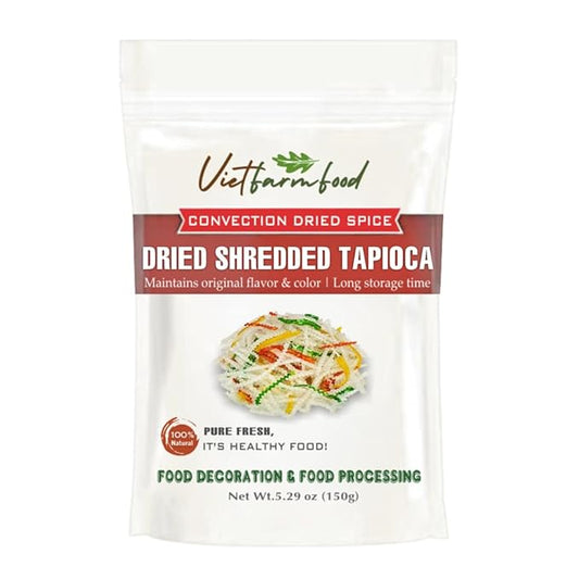 DRIED SHREDDED TAPIOCA 5.29 Oz (150g) VIETFARMFOOD: Natural pure, convection dried seasoning made from real vegetables - perfect for adding flavor to any meal, from cooking, baking, soups, sauces