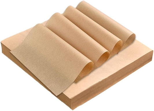 50 PCS 12 x 12 Inch Parchment Paper Non-Stick Deli Paper Wax Paper Sheets Precut Parchment Paper Sheets for Baking Cookies, Food Basket Liners, Frying, Air Fryer, Grilling Rack, Oven Brown