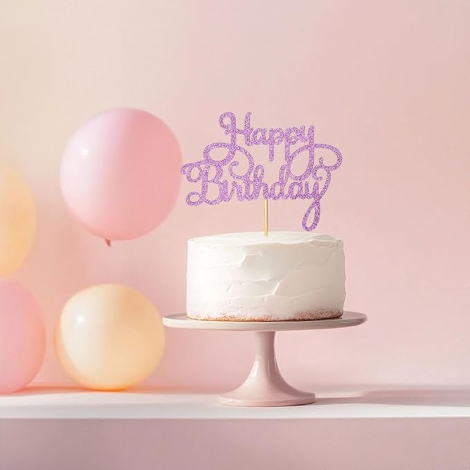 1 PCS Pink Birthday Cake Topper Happy Birthday Cake Toppers Happy Birth Cake Decorations Girls Women's Celebrating Anniversary Birthday Party Decorations