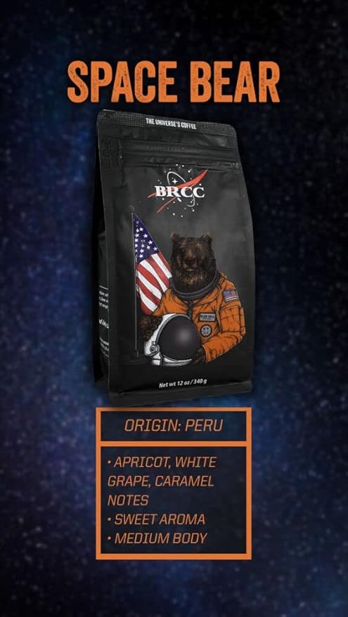 Black Rifle Coffee Company Space Bear, Light Roast Ground Coffee with Nutty Aromas and Citrus Floral and Black Tea Tasting Notes, Helps Support Veterans and First Responders, 12 Ounce Bag