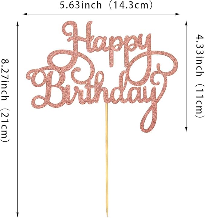 1 PCS Rose Gold Birthday Cake Topper Happy Birthday Cake Toppers Happy Birth Cake Decorations Girls Women's Celebrating Anniversary Birthday Party Decorations