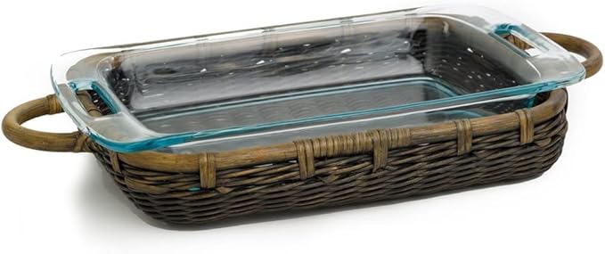 The Basket Lady Wicker Casserole Basket, 4 Quart, Antique Walnut Brown