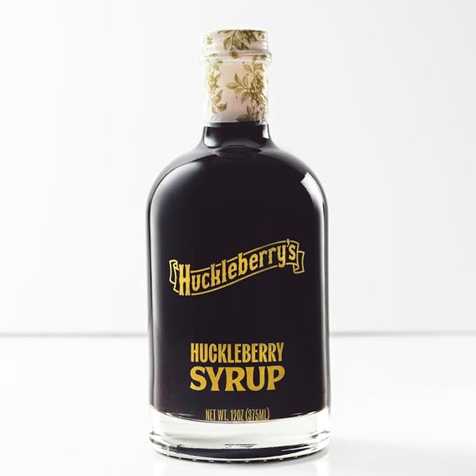Huckleberry Syrup - Premium Breakfast made with real wild huckleberries & blueberries - Wild Mountain Huckleberry Pancake, Waffle & Dessert Syrup