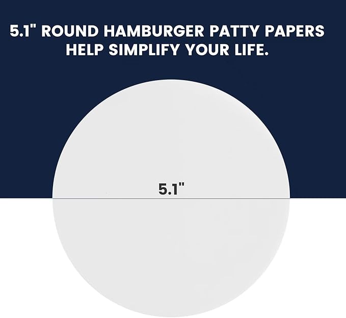 Yenmoz 500 PCS 5.1 Inch Hamburger Patty Paper White Parchment Paper Rounds Non-Stick Food Grade Burger Paper Sheets for Preparing and Storaging Patties Bakings and More