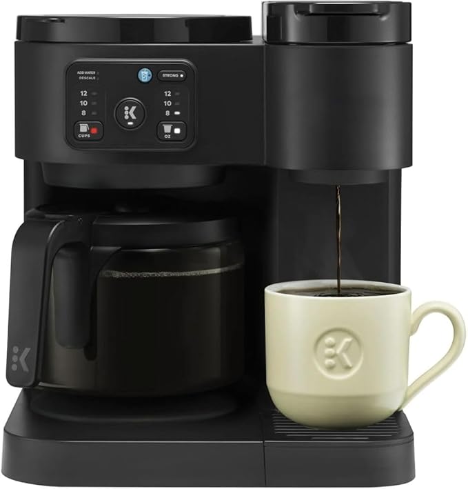 2-in-1 Hot & Iced Coffee Maker for Pods & Grounds ??12-Cup Glass Carafe & Single-Serve Brewer, 72oz Reservoir, Strong Brew, Extra Hot, Brew Over Ice, MultiStream Tech, Compact Design (Black)