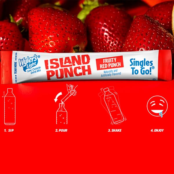 Wyler's Light Island Punch Singles to Go, Variety Pack, Fruity Red Punch, Purple Berry Wave, Berry Jammer and Blue Ocean Breeze, 1 Box (40 Single Servings)