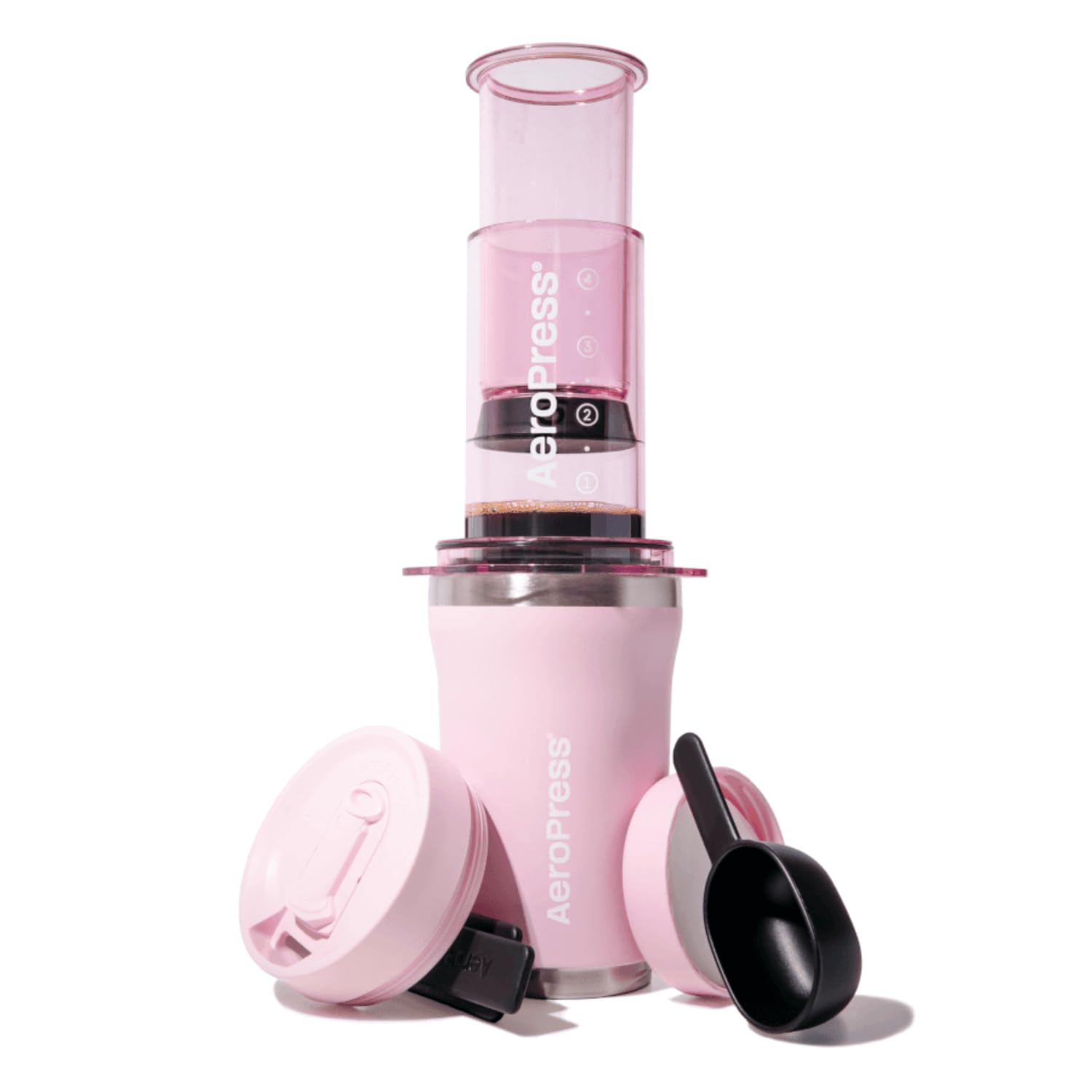 AeroPress Go Plus Portable Coffee Maker Kit, Pink
