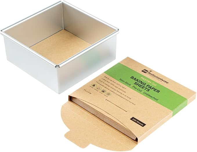 Restaurantware Pastry Tek 5 x 5 Inch Parchment Paper Sheets 200 Greaseproof Baking Sheets For Oven - Pre-cut Double-Sided Silicone Coating Unbleached Paper Nonstick Baking Sheets Reusable