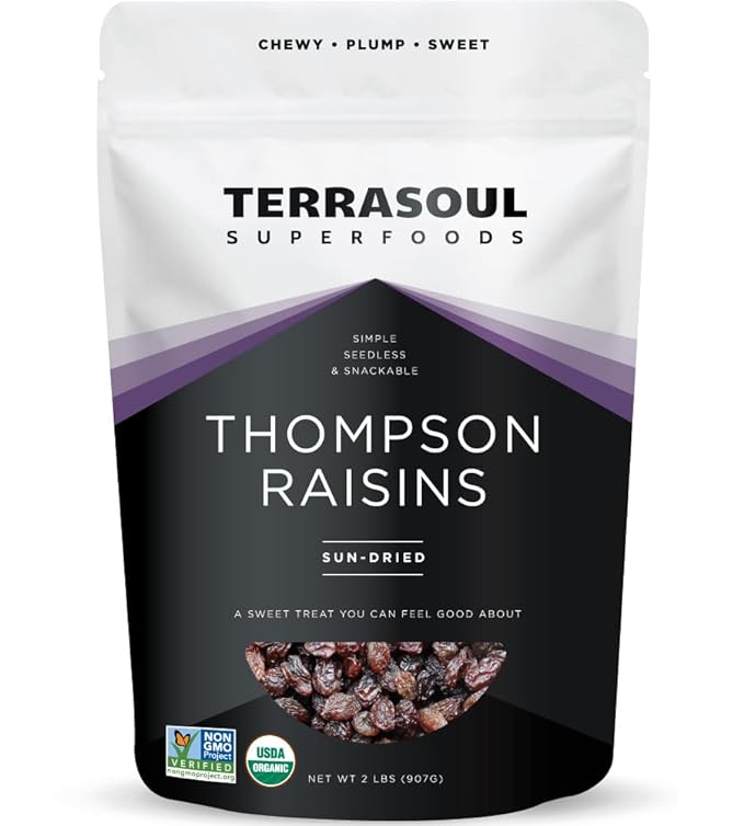Terrasoul Superfoods Organic Raisins, 2 Lbs - Seedless | No-Sugar Added | No Preservatives