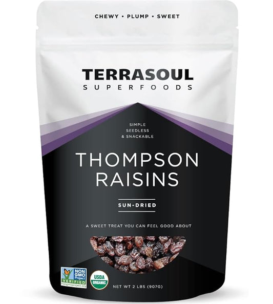 Terrasoul Superfoods Organic Raisins, 2 Lbs - Seedless | No-Sugar Added | No Preservatives