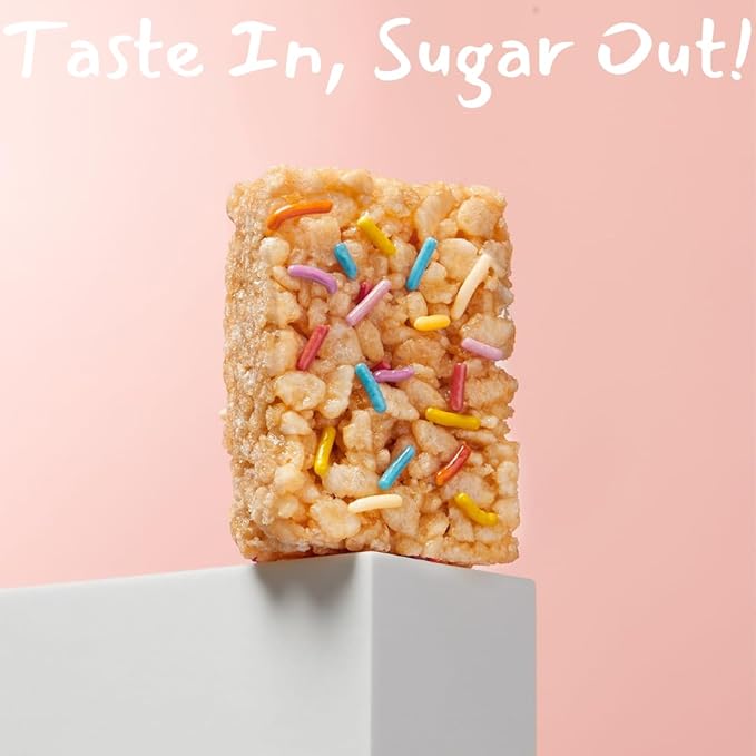 Skinny Crispy Birthday Cake Rice Treats ??Low Sugar (4g), Vegan, Gluten-Free, Dairy-Free, Non-GMO, Top 9 Allergen-Free, Healthy Snack Bars, 15 Count