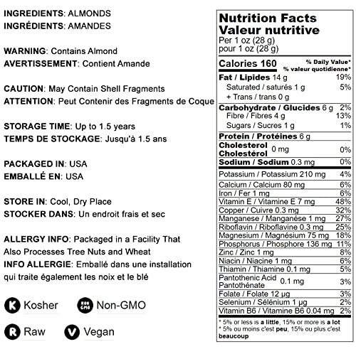 Food to Live California Almonds, 15 Pounds – Supreme, Whole, Raw, Unsalted, Unroasted Nuts, Natural