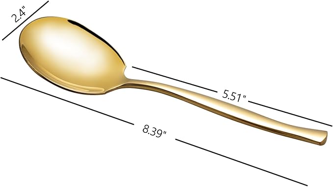 8 Pieces Gold Serving Spoons, Stainless Steel Large Buffet Spoons