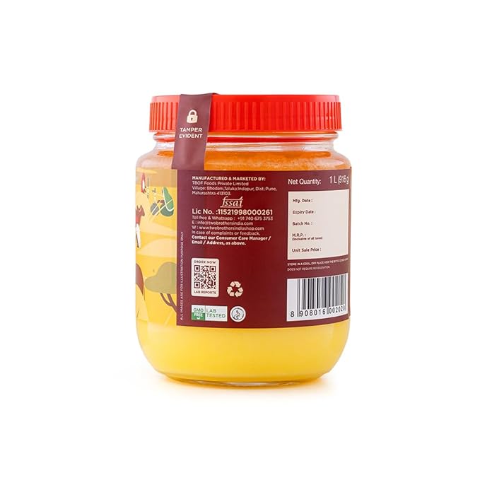 A2 Ghee Butter Organic Grass Fed from Gir Cow | Gut Friendly | Healthy Butter Alternative | Non-GMO, Lactose-Free, Keto Friendly ??2lb from Two Brothers Organic Farms