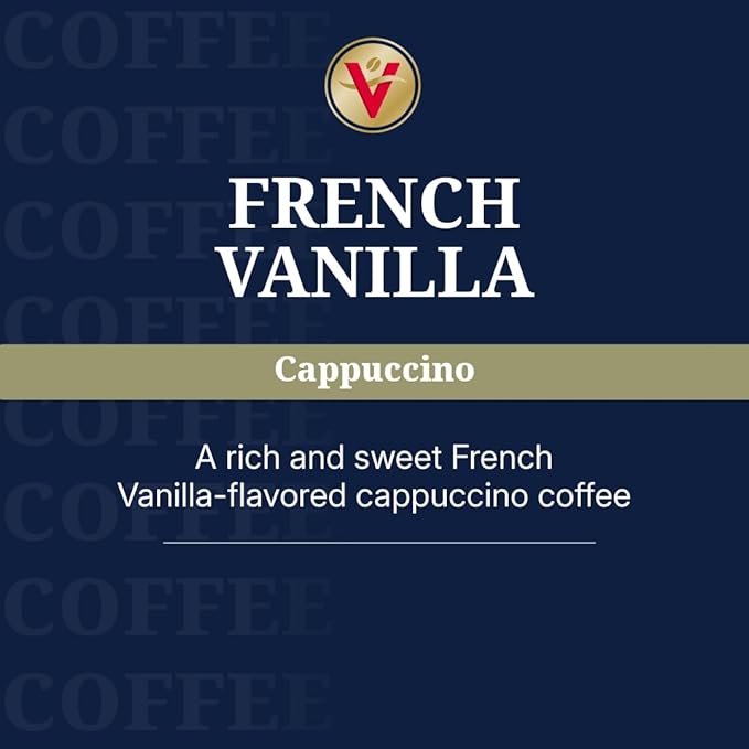 Victor Allen's Coffee French Vanilla Cappuccino, 12 Count, Single Serve Cappuccino Mix for Keurig K-Cup Brewers