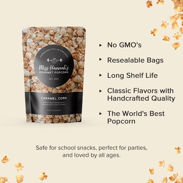 Miss Hannah's Gourmet Kettle Corn - Classic Sweet & Salty Crunchy Popcorn | Vegan, Gluten-Free, Dairy-Free Snack - 16oz (3 Pack)