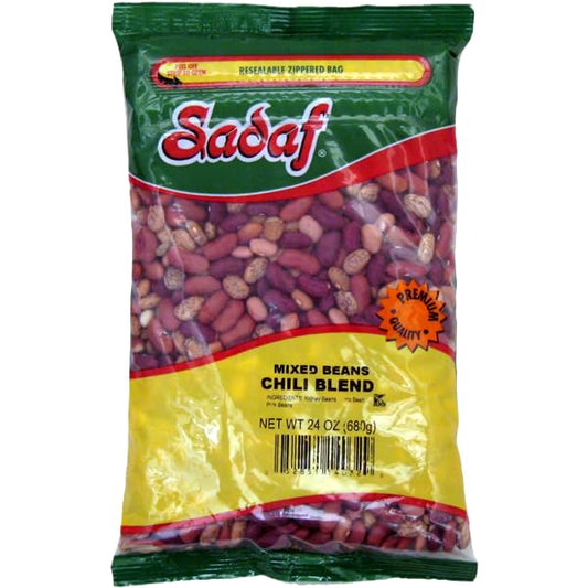 Sadaf Mixed Beans Chili Blend - Dried Beans Mixed for Soup and Stews - Kosher - 24 oz Resealable Bag