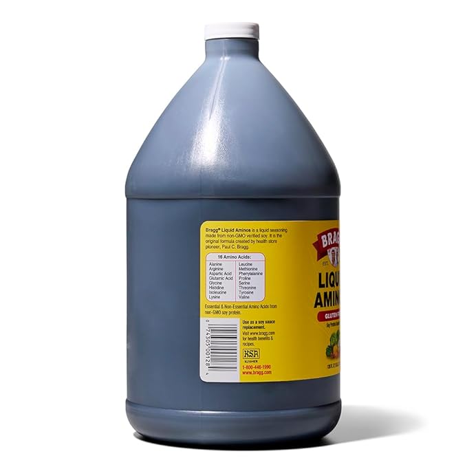 Bragg Liquid Aminos All-Purpose Seasoning - 128 fl oz - Gluten-Free Soy Sauce Alternative - Perfect for Stir-Fries and Cooking at Home