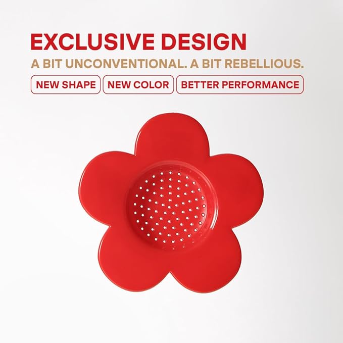 Pour Over Coffee Dripper - Vietnamese Phin Filter ??Single Cup Coffee Maker 1-2 Cup with Flower Design ??Plastic Reusable Coffee Filter for Manual Brewing, Travel Friendly (Red)