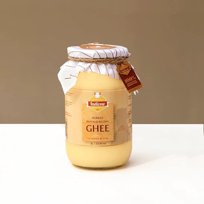 Indicow Murrah Buffalo Desi Ghee | Grass Fed Buffalo| Pure Authentic Vedic (1000ML(33.8oz), Buffalo Ghee) |Clarified Butter | Price revision soon