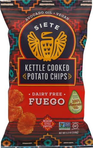 Siete Family Foods Fuego Potato Chips, 5.5 oz Bag (Pack of 3)
