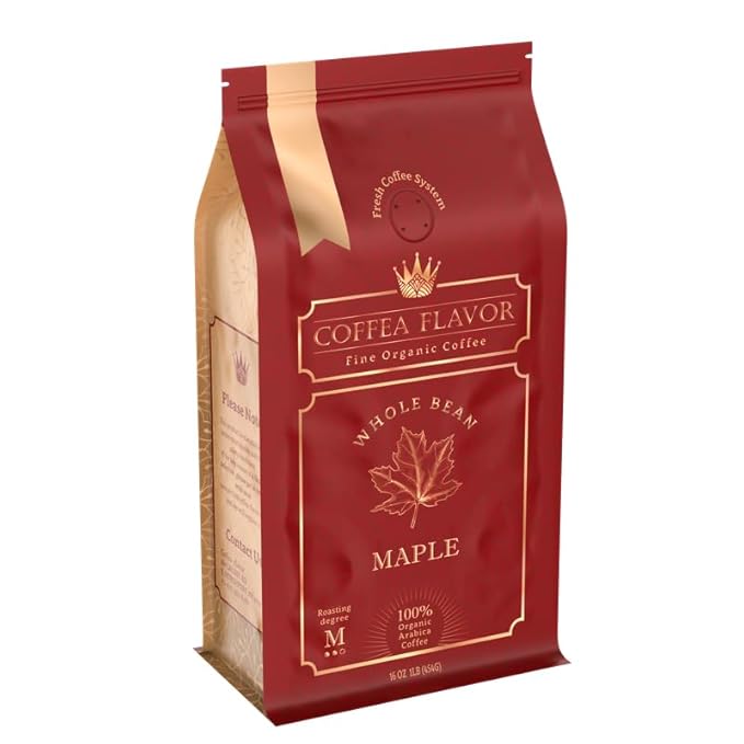Maple Flavored Whole Bean Coffee ??100% Arabica, Single Origin, Medium Roast, USDA Organic, Naturally Sweetened ??by Coffea Flavor