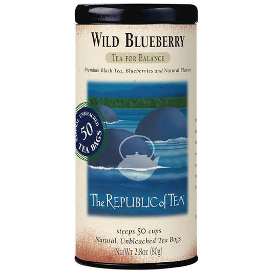 The Republic of Tea - Wild Blueberry Tea, 2.8 oz Tin | 50 Tea Bags, Gourmet Black Tea | Caffeinated