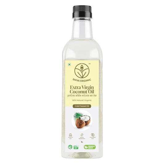 Shiva Organic Extra Virgin Coconut Oil - 100% Natural, USDA Certified Organic - 1L (33.8 fl oz))