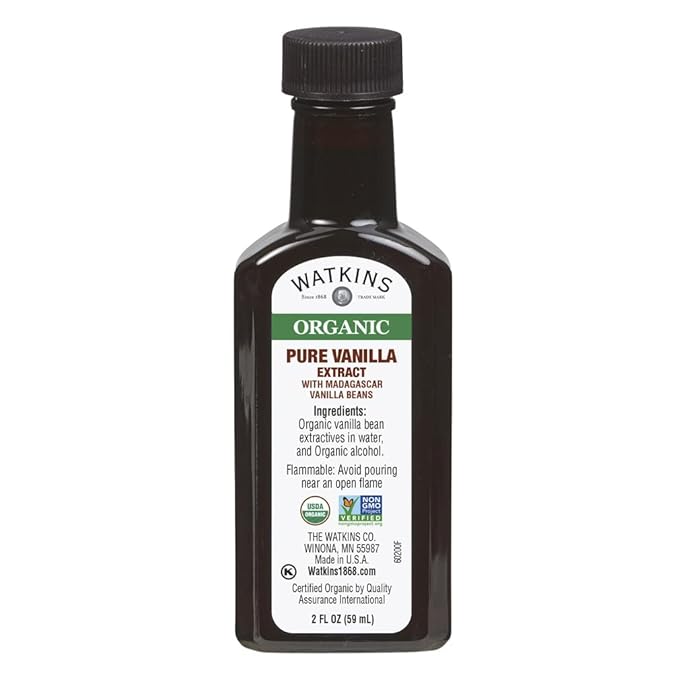 Watkins Organic Pure Vanilla Extract, with Madagascar Vanilla Beans, Non-GMO, Kosher, 2 oz. Bottle, 1-Pack