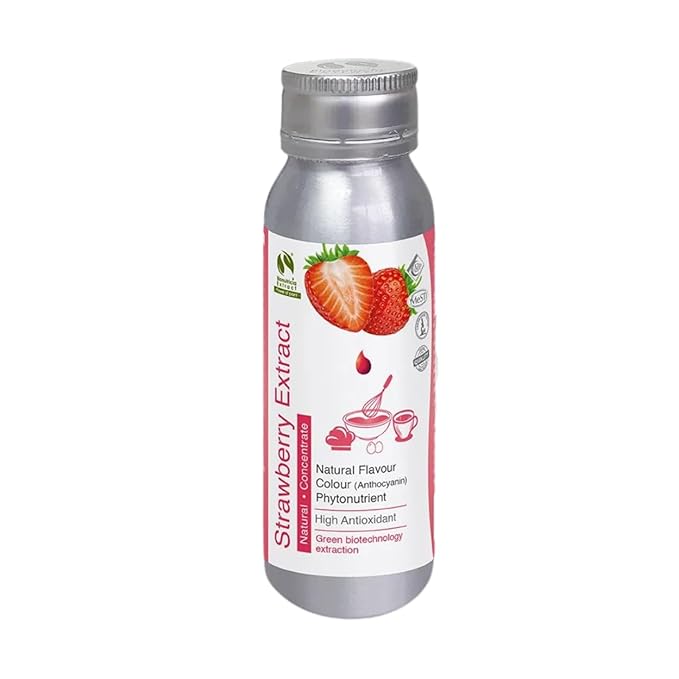 Bionutricia Strawberry Extract Liquid, No Artificial Additives, Natural Fruit Extract Flavor for Baking, Icing, Beverage, No Sugar Added, Non GMO 2.82oz