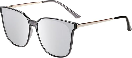 DUCO Oversized Polarized Sunglasses Womens Trendy Mirrored Shades Retro Round Vintage Light Weight UV400 Sun Glasses W016