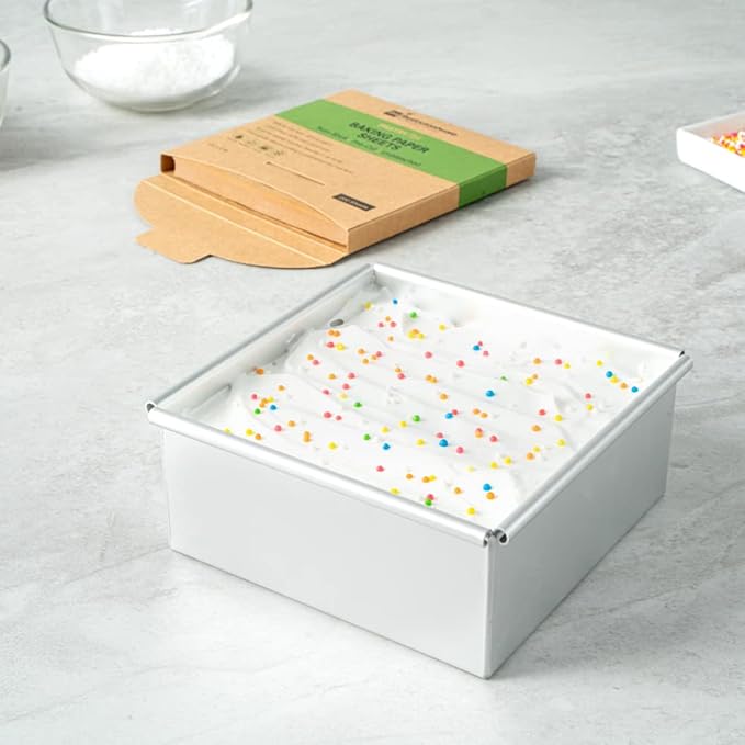 Restaurantware Pastry Tek 5 x 5 Inch Parchment Paper Sheets 200 Greaseproof Baking Sheets For Oven - Pre-cut Double-Sided Silicone Coating Unbleached Paper Nonstick Baking Sheets Reusable